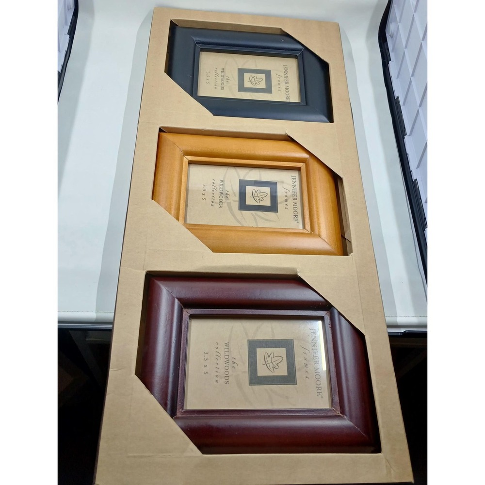 Jennifer‎ Moore Wildwoods Photo Picture Frames Set Of 3 Wood 3.5x5 Convex 1996